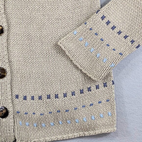 J Jill Cardigan Womens Medium Petite 100% Silk Tan Brown Beige Long Sleeve - Picture 2 of 10